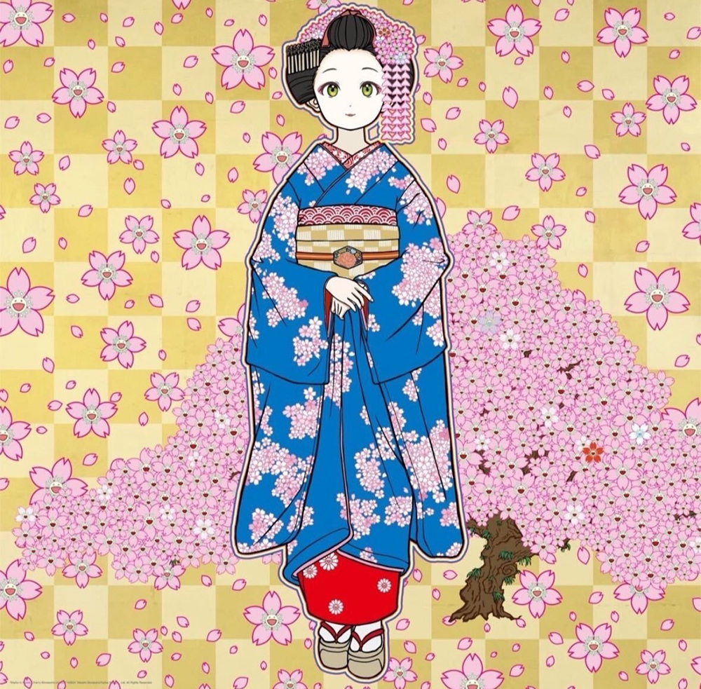 京都の舞妓さん青に桜』村上隆 | 絵画・アート販売 ギャラリー