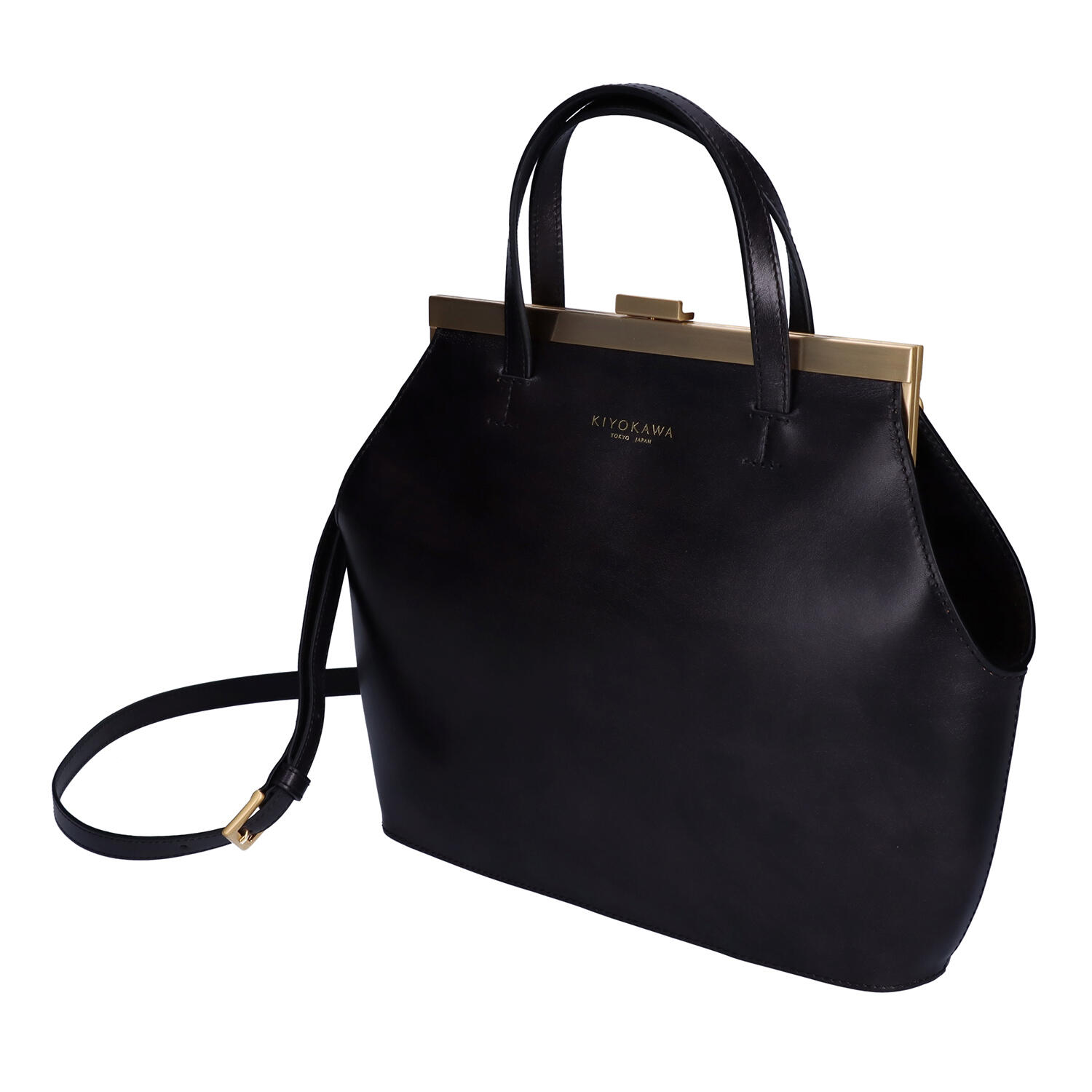 がま口 牛革 口金式 2WAY ハンドバッグ | 有限会社 清川商店 | Japan