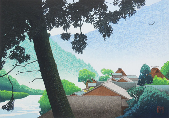 佐野せいじ 木版画 青に薫 送料無料 【複製】【木版画】【日本の風景