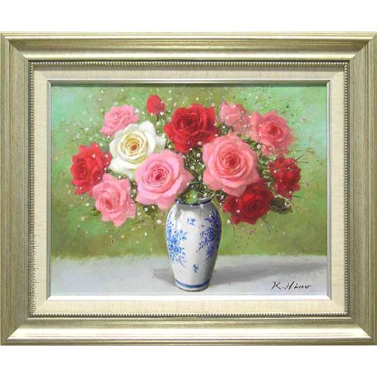 絵画 油絵 ばら (日野皖) 送料無料 【肉筆】【油絵】【花】【6号