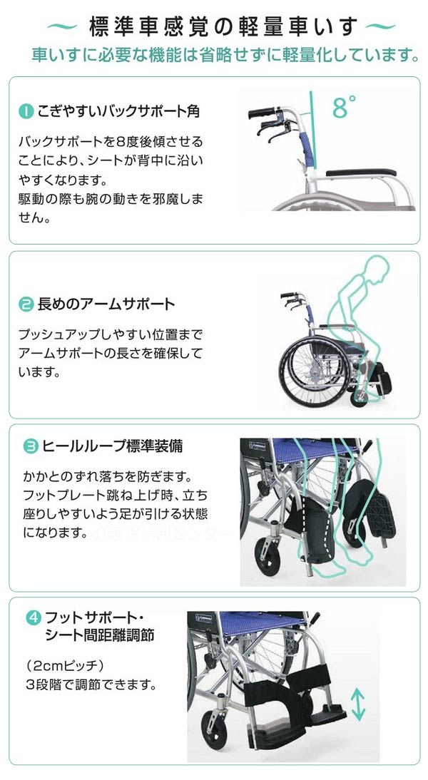 カワムラサイクル】ふわりす KF22-40SB ｜車いすの格安通販【車椅子卸
