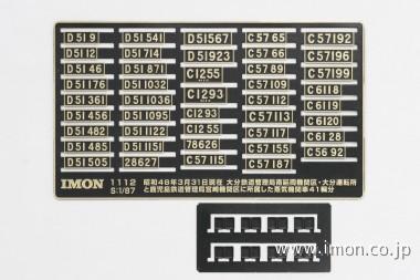 1:87蒸気機関車ナンバープレート 熊本・大分鉄道管理局所属（昭和48