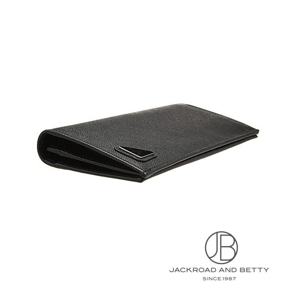 サフィアーノレザー トライアングル ウォレット 長財布 ネロ ブラック