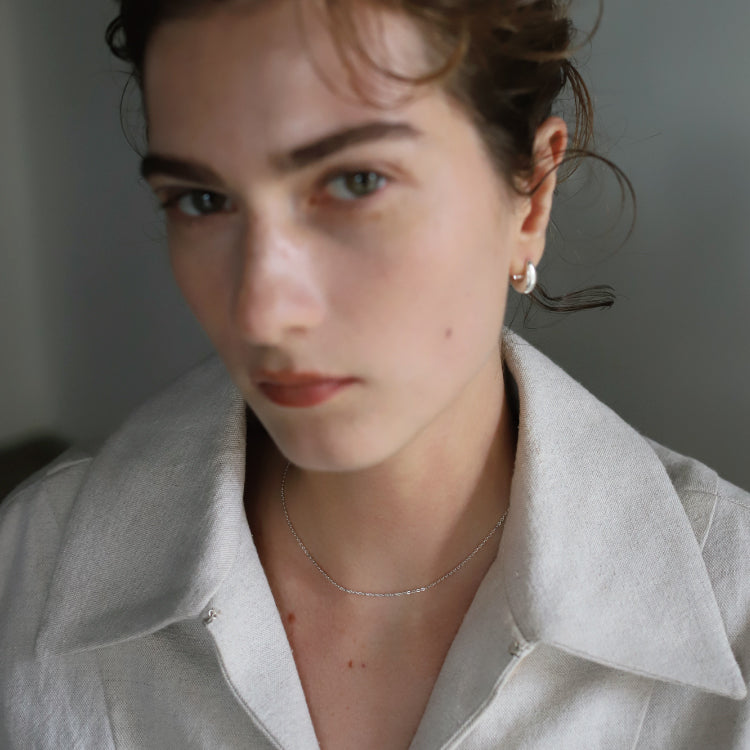 フラットケーブルチェーンネックレス SV 38cm