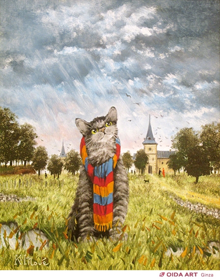 井上覚造 バルビゾンの猫 | 絵画など美術品の販売と買取 | 東京・銀座