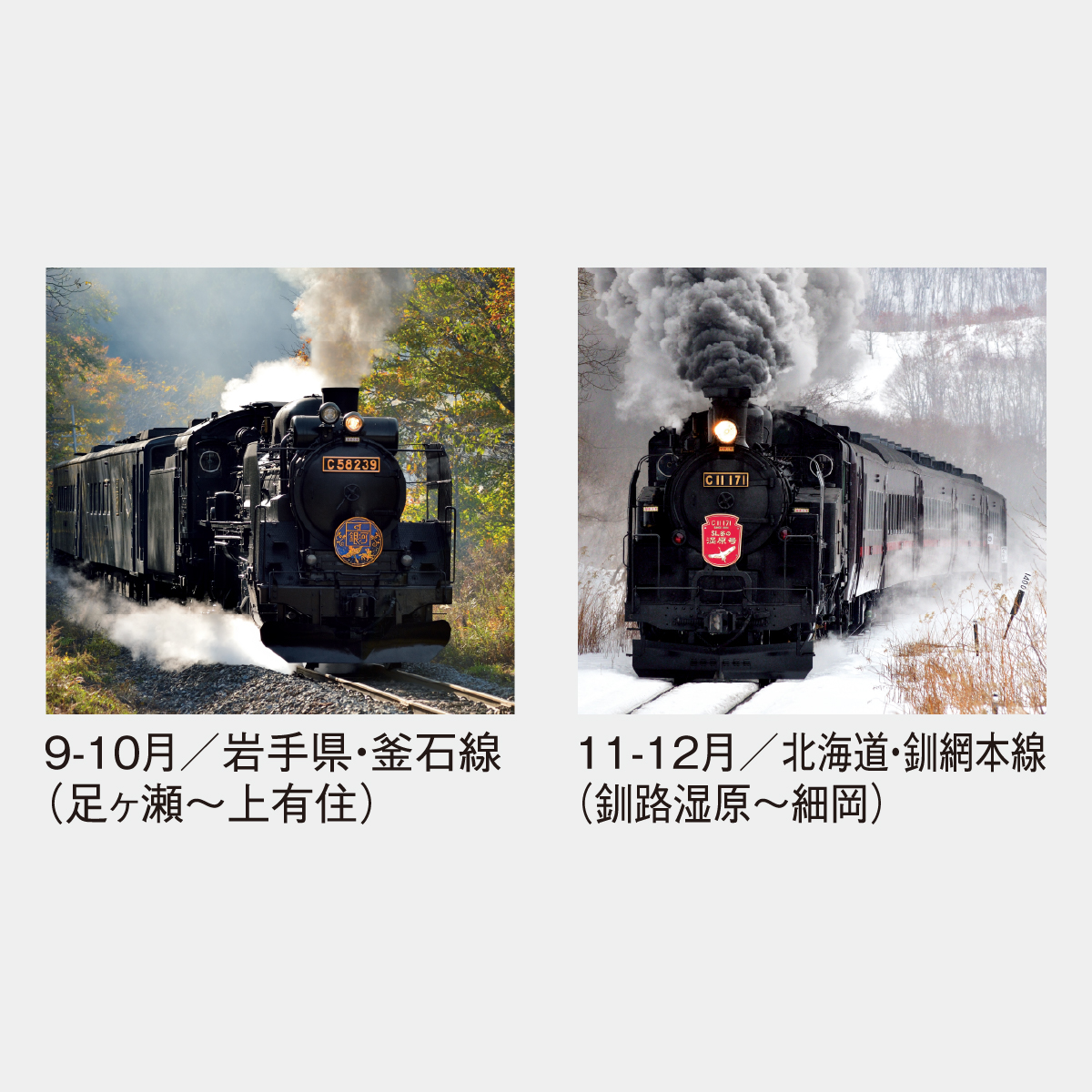 SG-510 【フィルム】雄姿・蒸気機関車2026年版の名入れカレンダーを