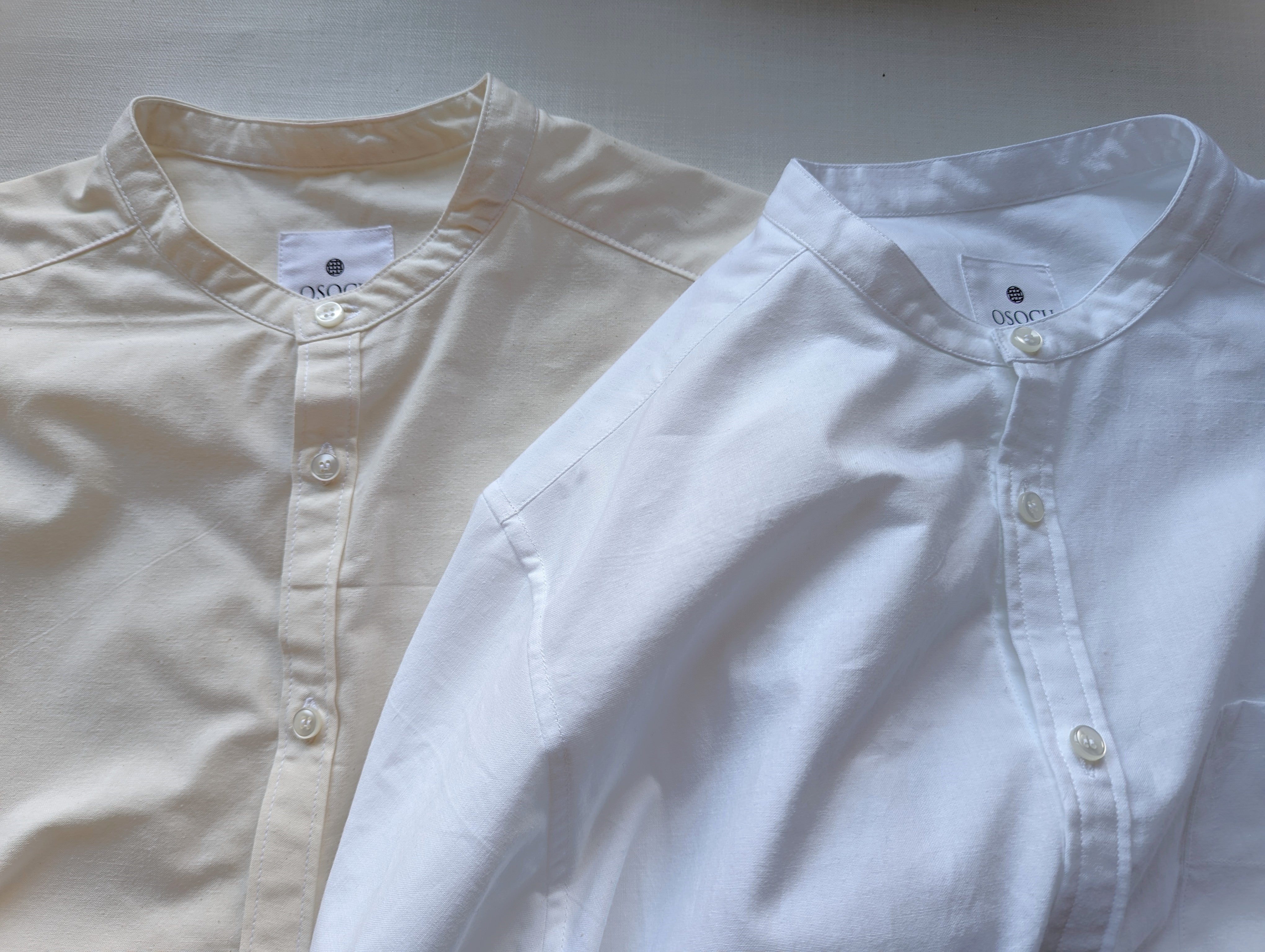 無漂白無染色 知多木綿 バンドカラーシャツ – OSOCU