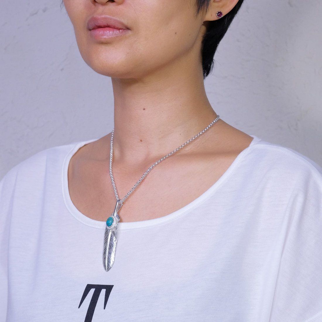 STUDIO T&Y - Feather LL with Stone 8*10 (Right) (SILVER