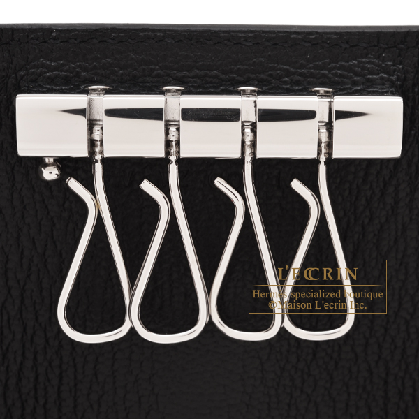 エルメス ベアンキーケース/4連 ブラック シェブルミゾル シルバー金具