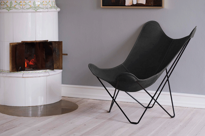 ビーケーエフ バタフライチェア マリポサ ブラック クエロ CUERO BKF