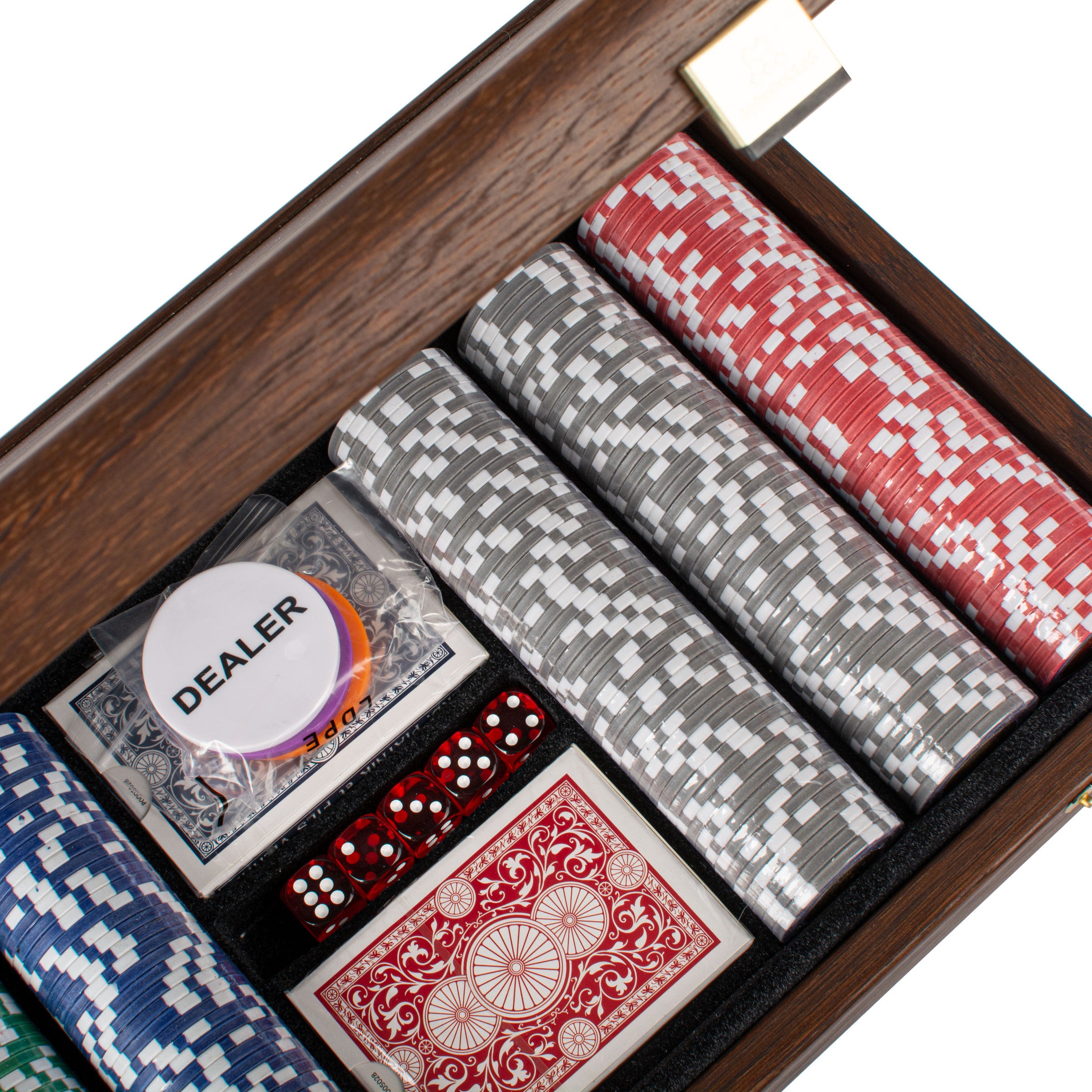 Luxury Poker Set in Dark Walnut Wooden Replica Case | MANOPOULOS
