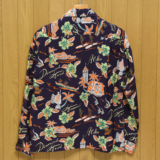 SUNSURF(サンサーフ)レーヨン長袖アロハ『ALOHA HAWAII』アロハハワイ