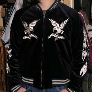 送料無料」テーラー東洋スカジャン/トナカイ×アラスカマップ・別珍スカ