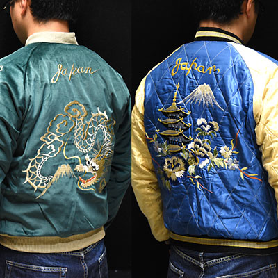 テーラー東洋スカジャン「White Dragon×Landscape」別珍×サテンキルト