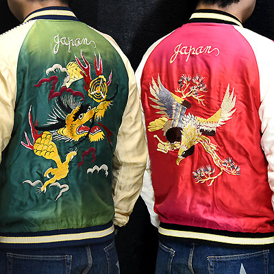 東洋スカジャン「DRAGON×EAGLE」サテンスカ・エージングモデル NO-909