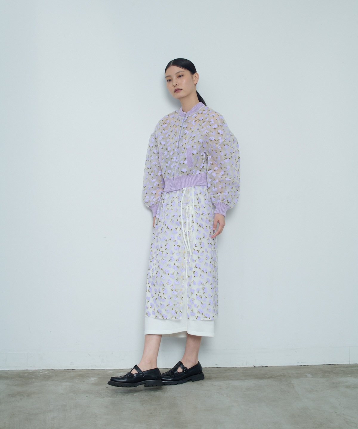 フラワーフロッキープリントジップジャケット | MUVEIL Online Shop