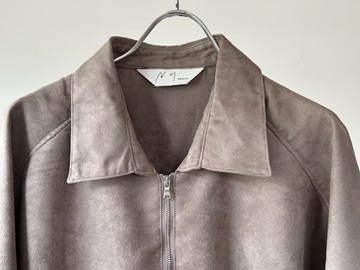 ANCELLM（アンセルム） VEGAN LEATHER SKIPPER LONG LS ZIP SHIRT(GRAY