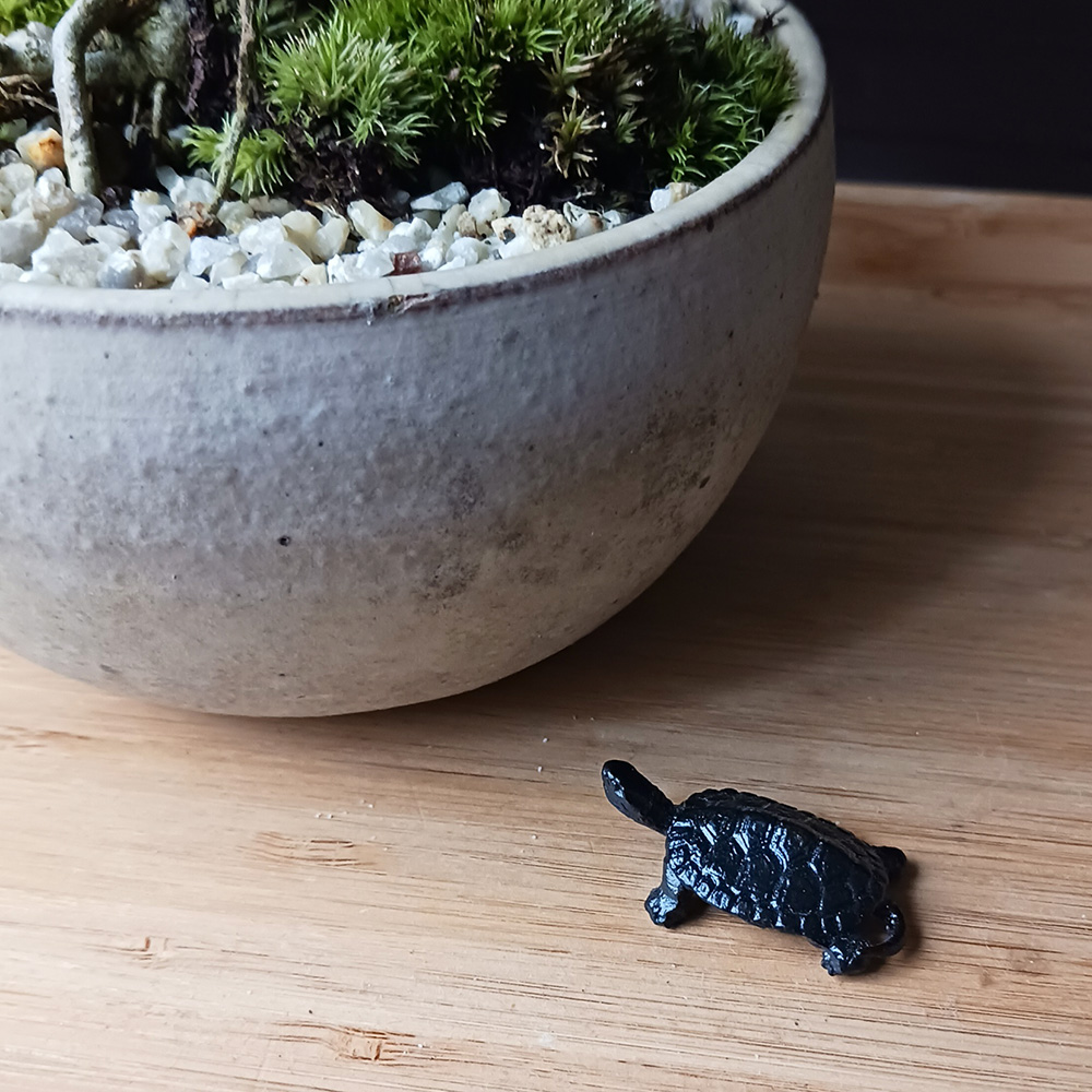 ミニチュア 添配 盆景 蝋型鋳物 銅製 亀（かめ）小サイズ オブジェ 枯山水