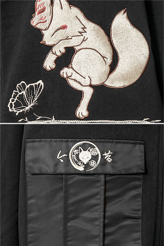 蔦に月が沈む幻影」総刺繍ナイロンポケットパーカー 今昔 KJ-29169 和