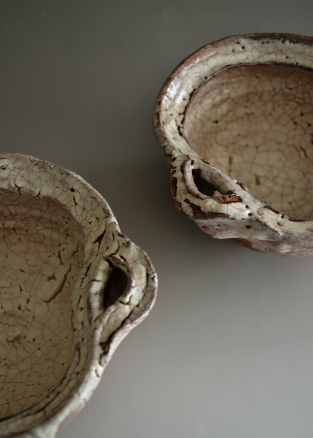 萩焼片口向付五客組 宇田川抱青作 Antique Sam's Collection