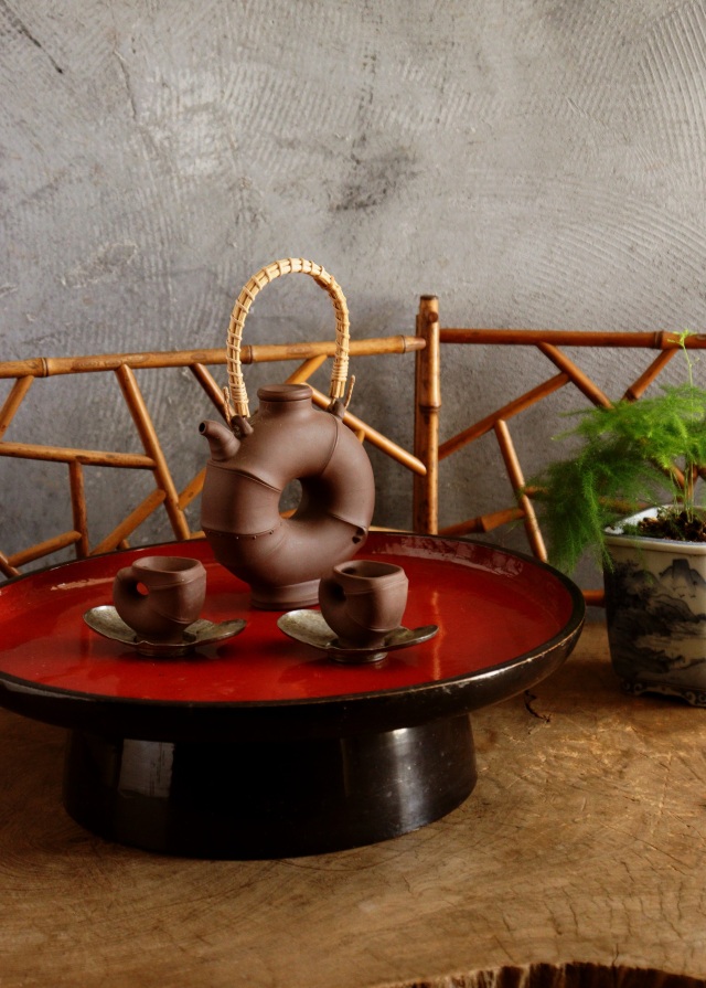 会津盆 御膳 酒器 丸膳 くり貫き膳 古道具 お盆 膳 直径350mmAntique