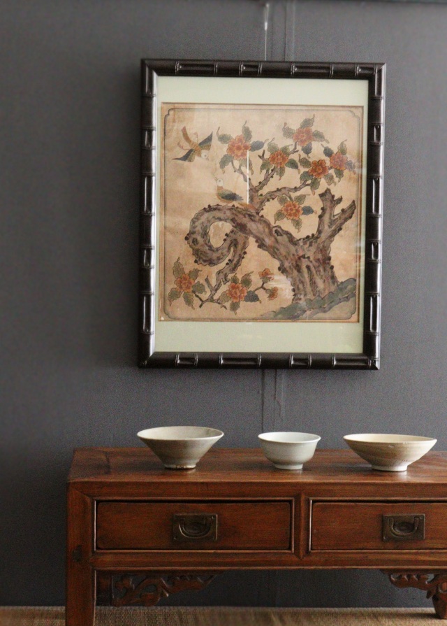 李朝民画 「花鳥図」李朝 韓国骨董 韓国アンティーク 李朝民画 李朝