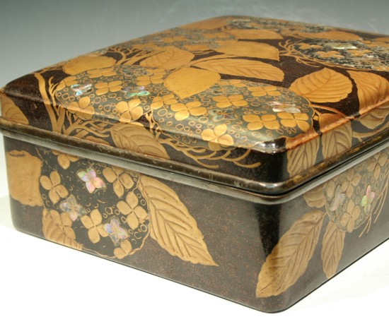 古美術青華堂｜G012 蒔絵・紫陽花文手箱（江戸時代）