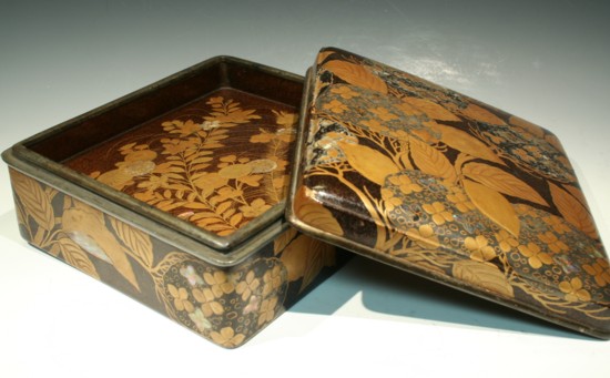 古美術青華堂｜G012 蒔絵・紫陽花文手箱（江戸時代）