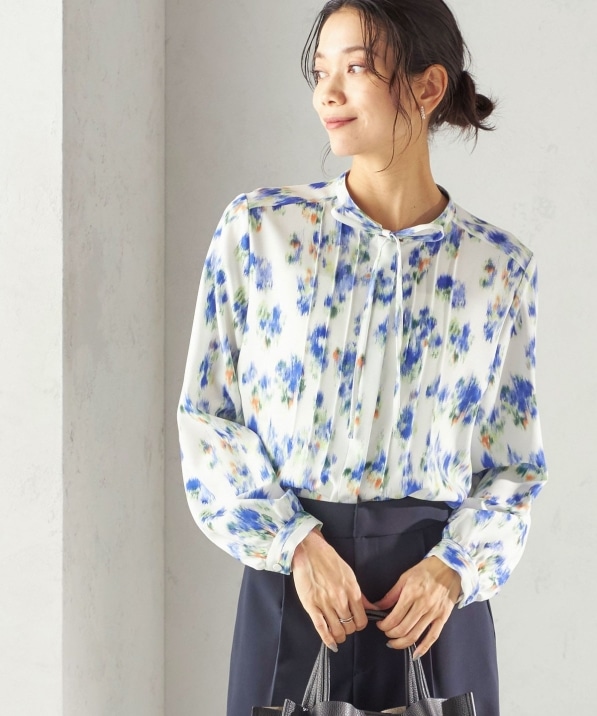 洗濯機可能〉無地 / プリント ピンタック ブラウス（セレモニー対応可