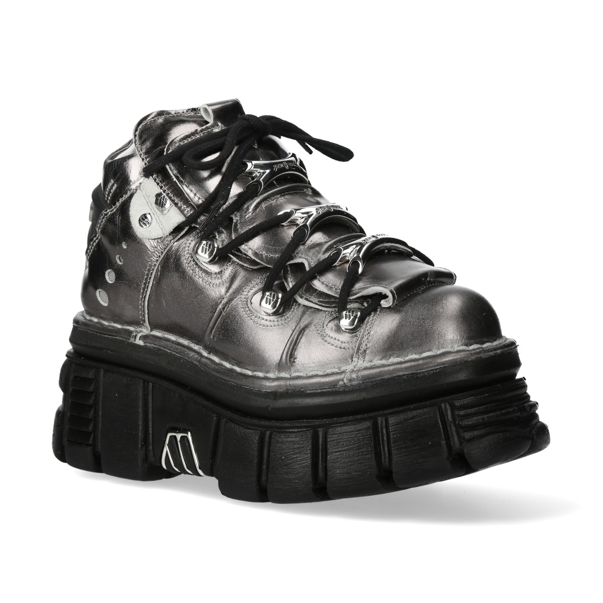 取り寄せ] M-106-C166 / シルバー / プレート / 厚底スニーカー / 本革