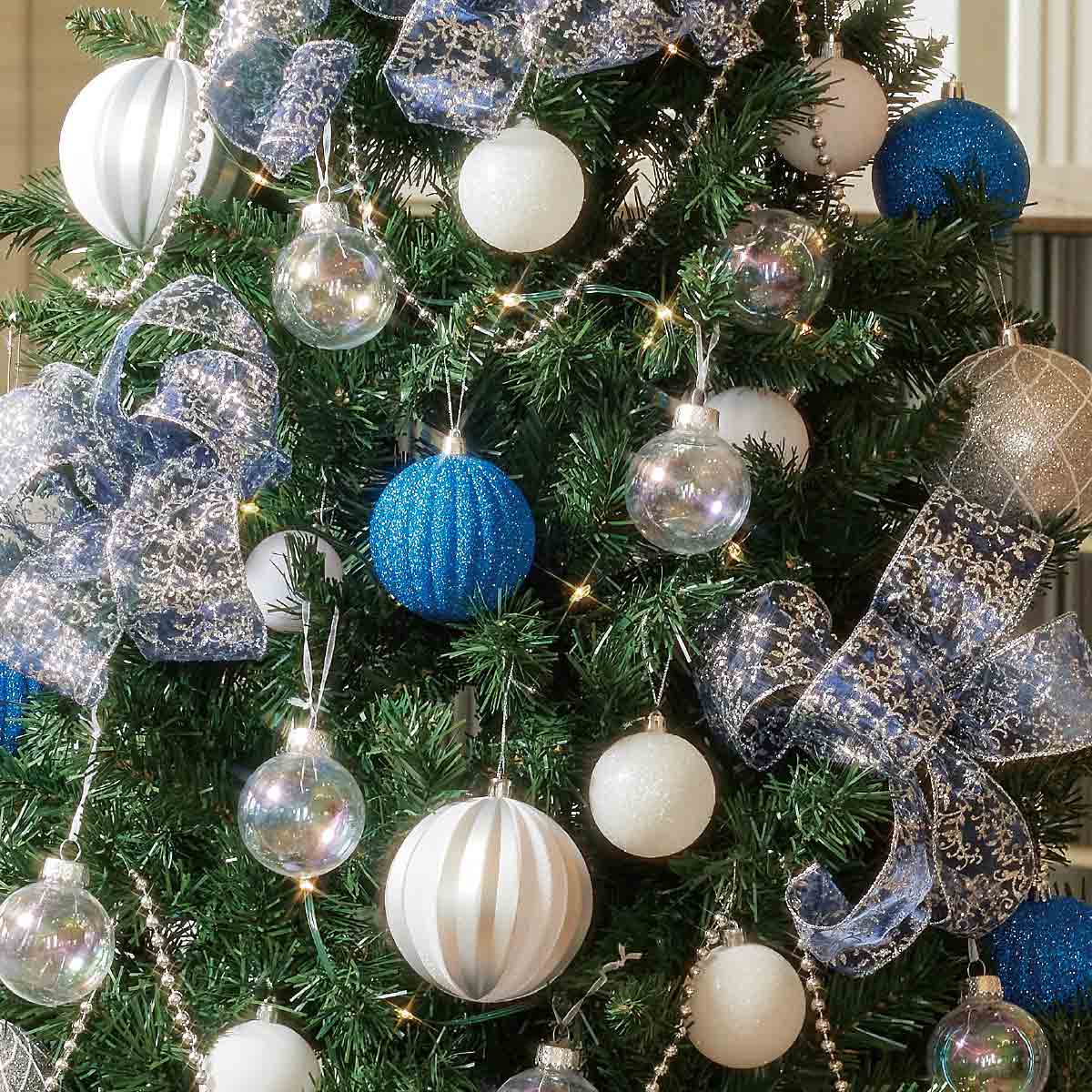 ウッドポットクリスマスツリーセット ブルーシルバー［ストエキ