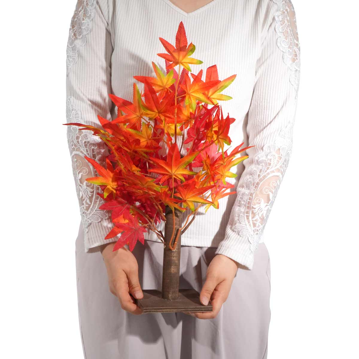 卓上紅葉立ち木（造花） H43cm