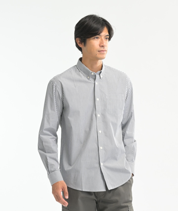 形態安定ストライプシャツ(Mサイズ グレー): メンズ｜パシオスNet