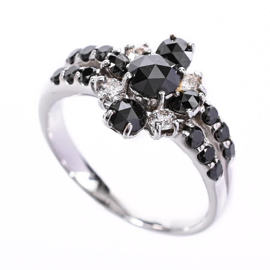 ブラックダイヤ リング | K18ホワイトゴールド | 中古A品| レディース