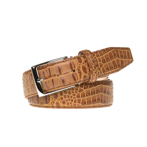 Gold Mock Crocodile Belt | Mens Fashion & Leather Goods| Roger Ximenez