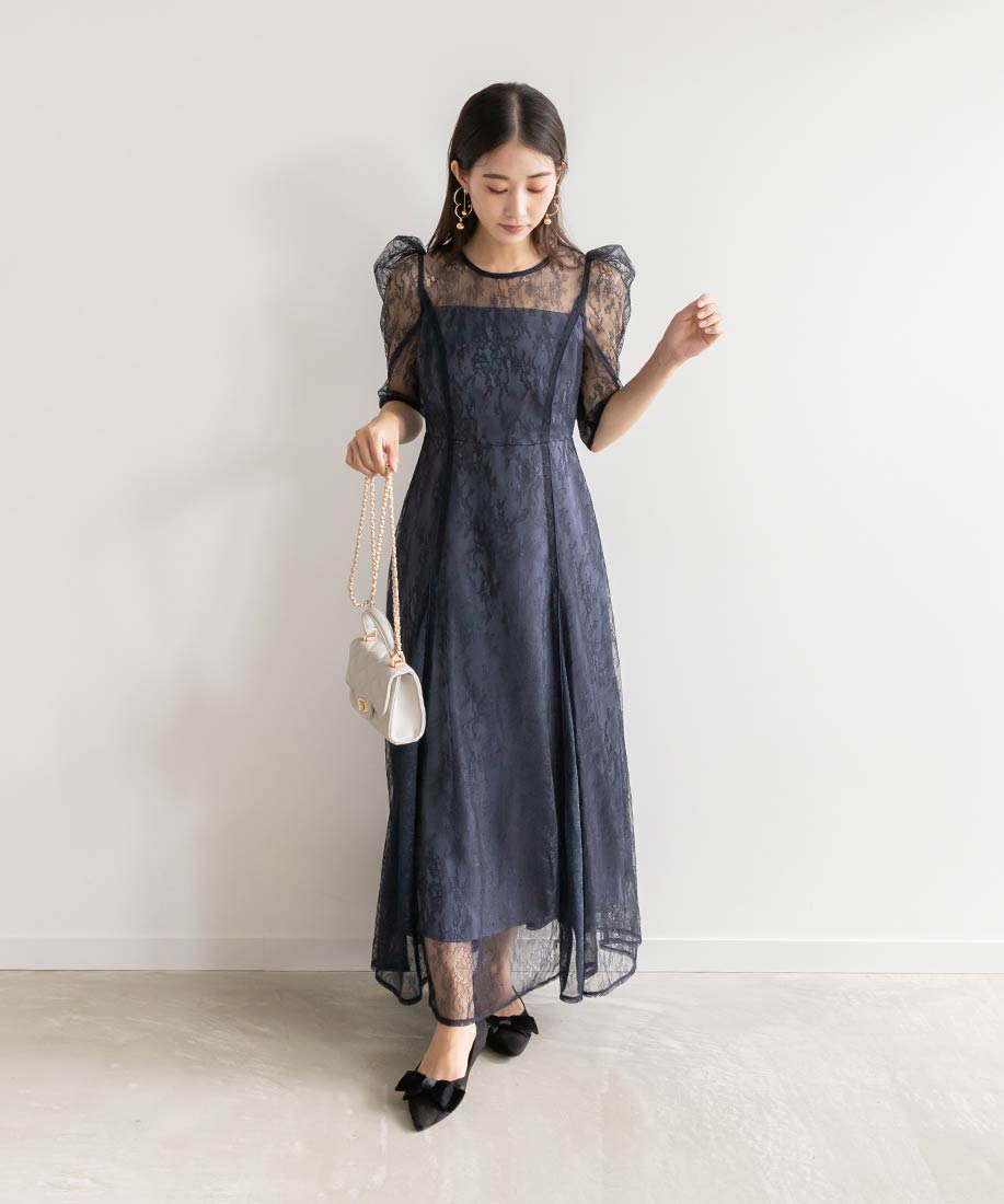 SALE】総レース切り替えパイピングワンピースRANDA公式サイト