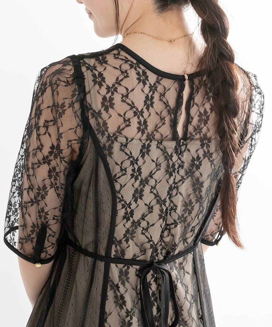 SALE】総レース切り替えパイピングワンピースRANDA公式サイト