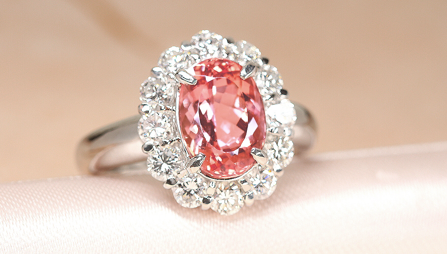 インペリアルトパーズ 3.0ct ダイヤモンド 1.3ct プラチナ リング(指輪