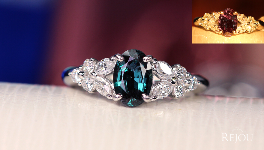 ブラジル産アレキサンドライト 1.2ct ダイヤモンド 0.5ct プラチナ