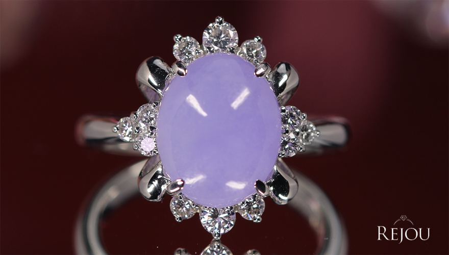 ラベンダー翡翠（ヒスイ） 4.1ct ダイヤモンド 0.3ct プラチナ リング