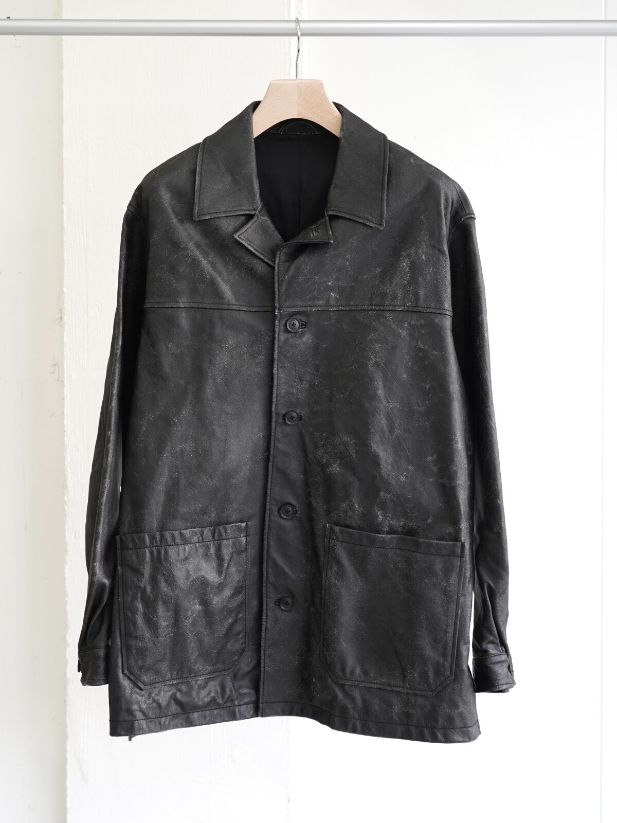 CRACKED GOAT LEATHER CAR COAT - YOKE WOMENS & MENS｜Official