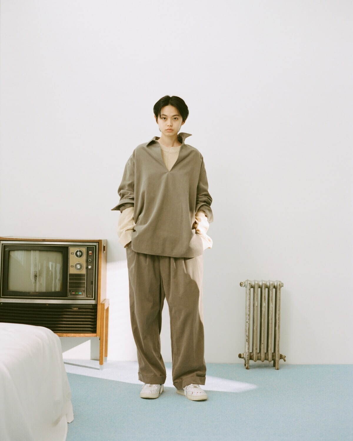 Summer Corduroy Skipper Shirt - Blanc YM WOMENS & MENS｜Official