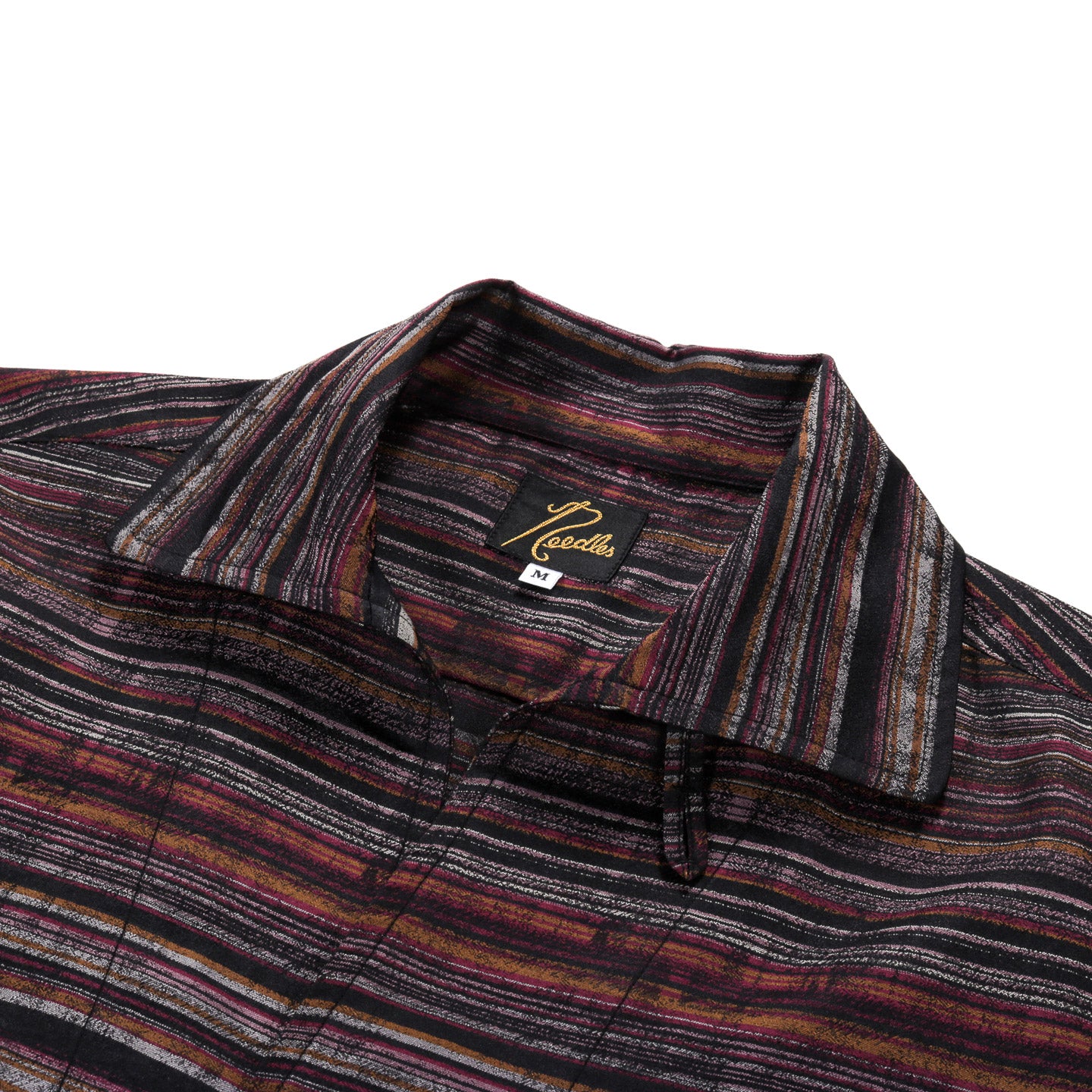 NEEDLES S/S ITALIAN COLLAR SHIRT MULTI STRIPE JACQUARD BLACK