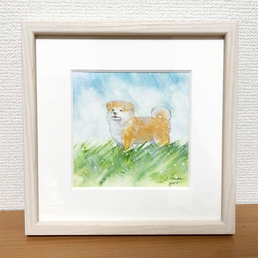 秋田犬と草原untitled|村田夏佳Natsuka Murata