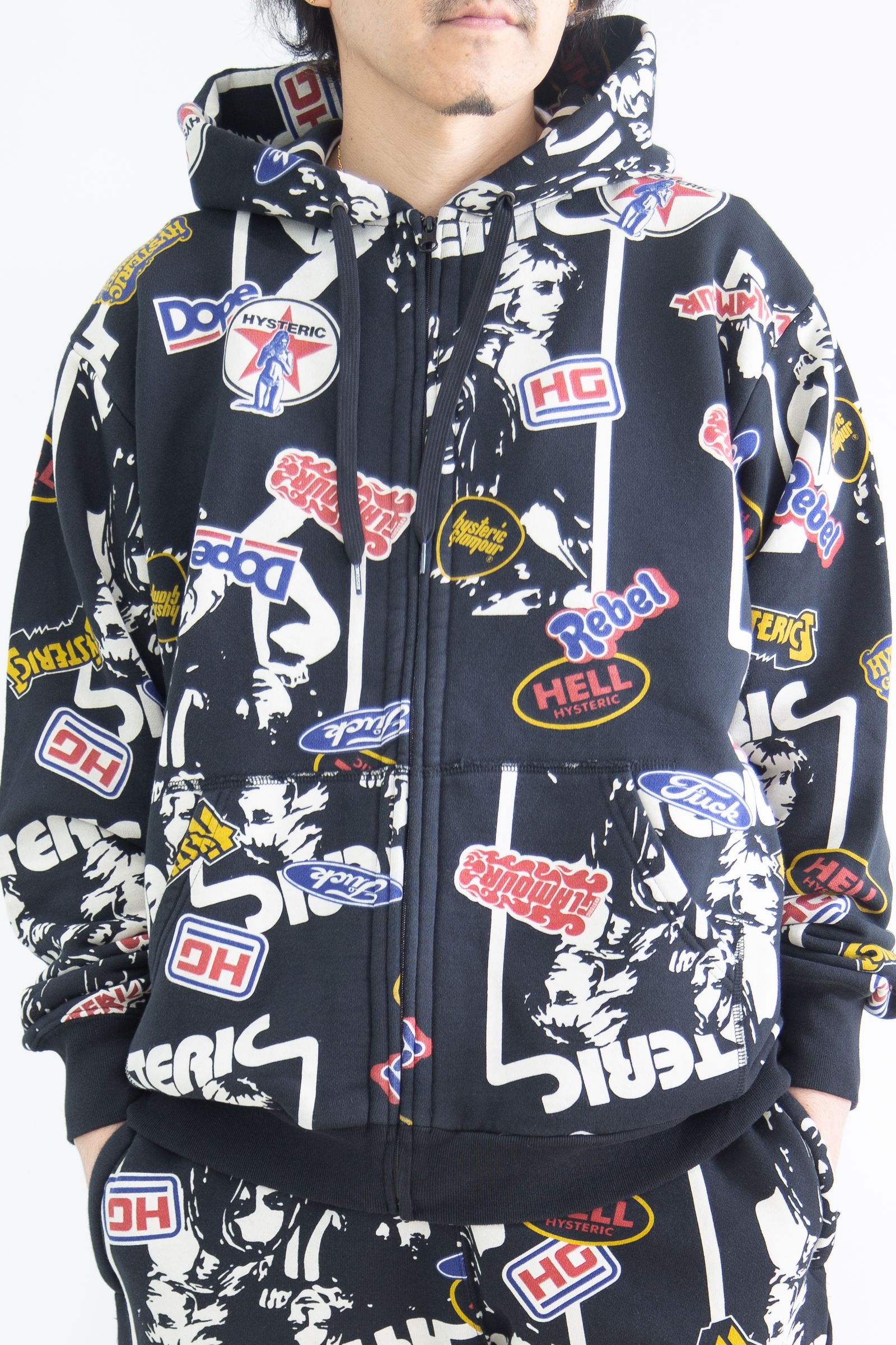 HYSTERIC GLAMOUR - 4GIRLS柄 パーカー / ブラック | Tempt