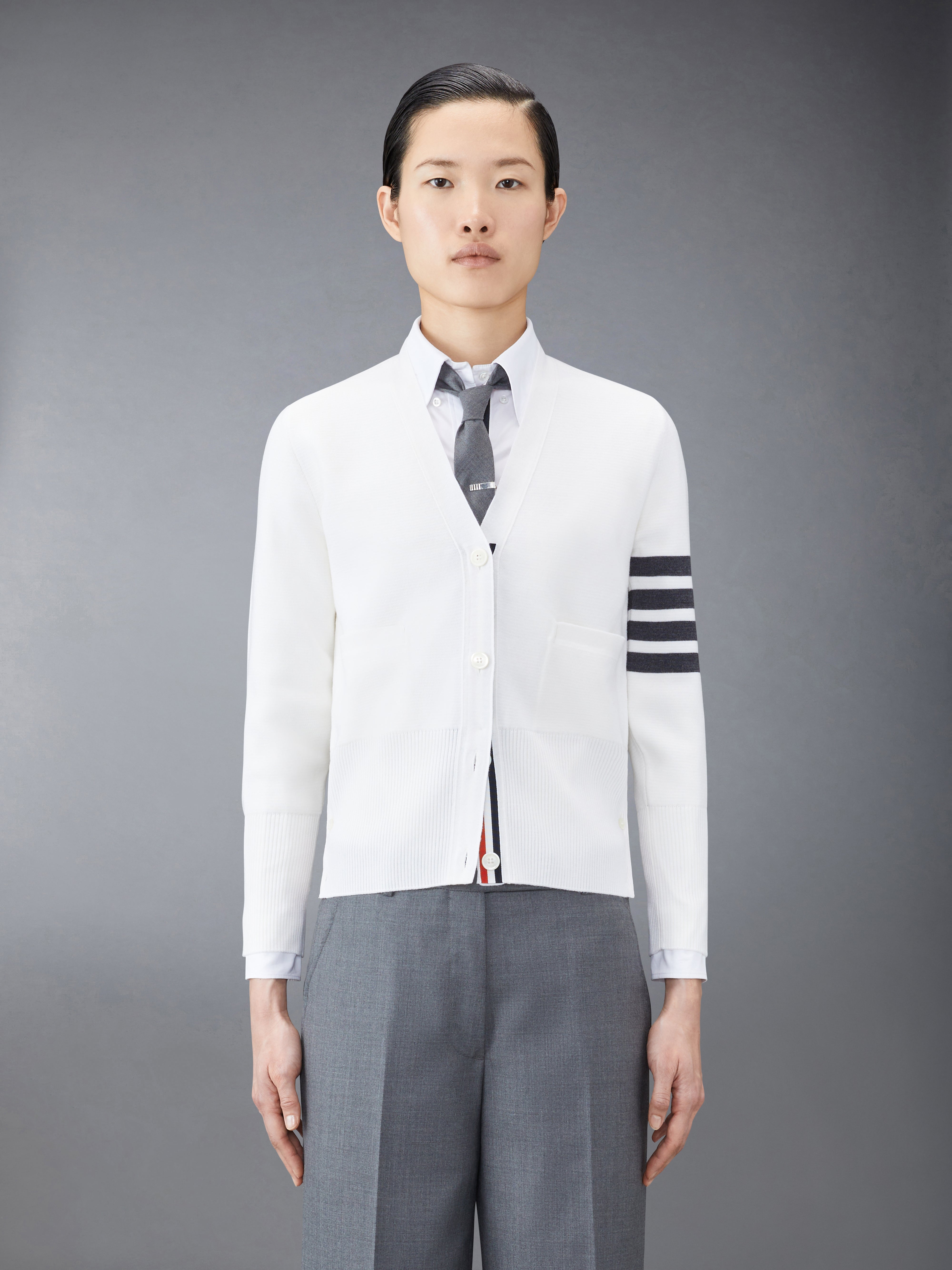 ウール 4BAR Vネック カーディガン | Thom Browne