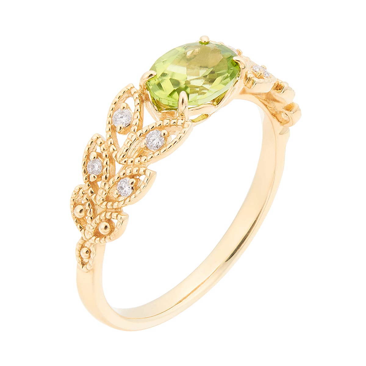 K10イエローゴールドペリドットリング(RFR742-001)|TSUTSUMI