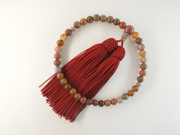 ローズ瑪瑙7mm片手数珠共仕立臙脂二五房 お数珠の安田念珠店へ｜総本山