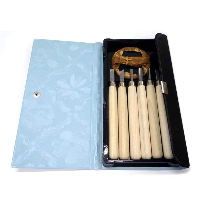 義春刃物 マルイチ 彫刻刀 6本組セット レザーケース入り S-6 | ゆめ画材