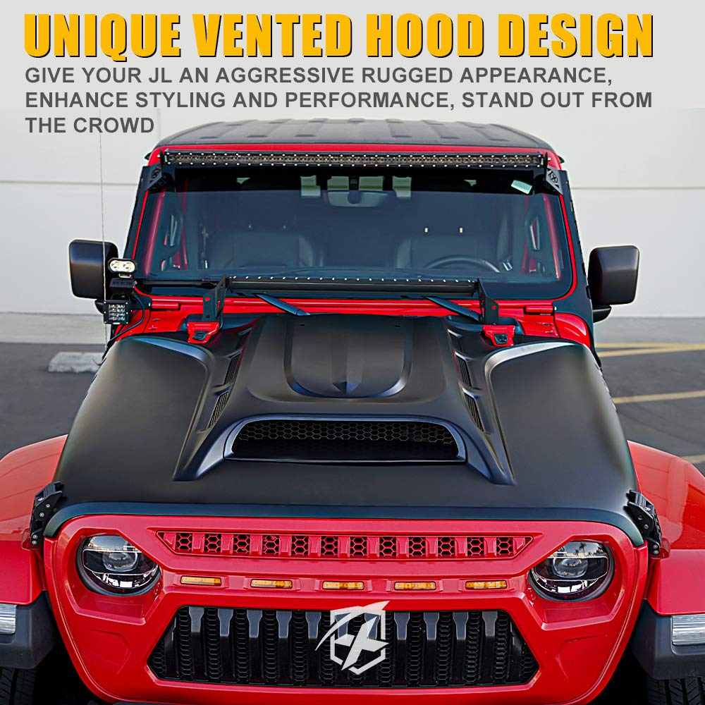 2018+ Jeep Wrangler JL, Gladiator JT Hood | Piranha Series